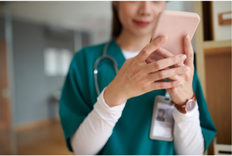 Staff member texting